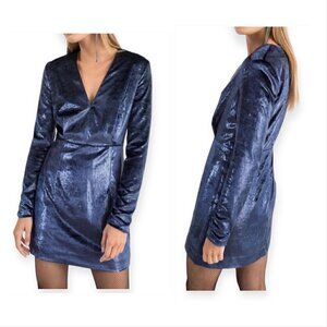 & OTHER STORIES Shimmer Velvet Mini Dress, Size US 10, NWT, Blue